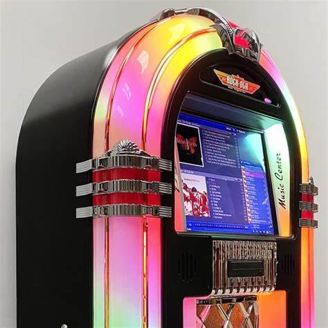 rock ola bubbler cd jukebox in gloss black with bluetooth rock ola bubbler cd jukebox in gloss black with bluetooth