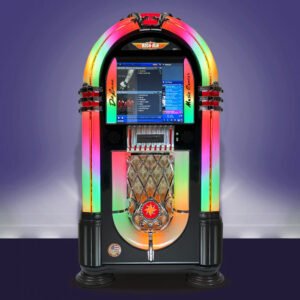 rock ola bubbler cd jukebox in gloss black with bluetooth